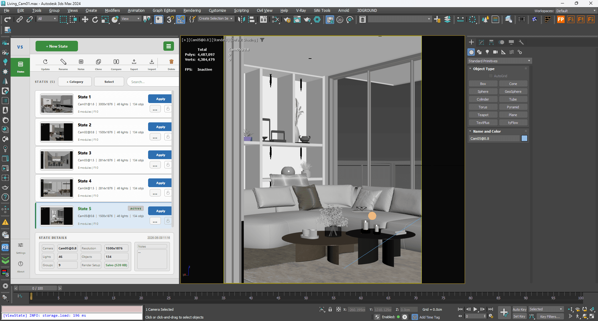 ViewState encaixado na interface do 3ds Max
